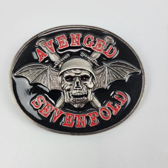 Vintage "AVENGED SEVENFOLD" Music Group Metal Belt Buckle - Excellent Condition - Picture 1 of 4